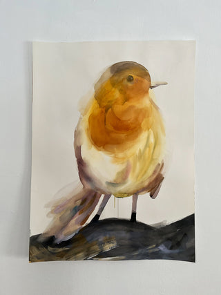 Pájaro en rama - Acuarela Original