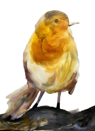 Pájaro en rama - Acuarela Original