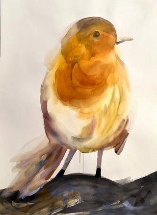 Pájaro en rama - Acuarela Original